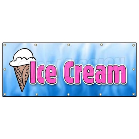 Signmission Ice Cream 1 Banner Heavy Duty 13 Oz Vinyl with Grommets Single Sided B-120 Ice Cream 1
